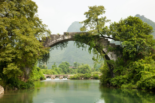 ancient stone bridge in Guilin, China