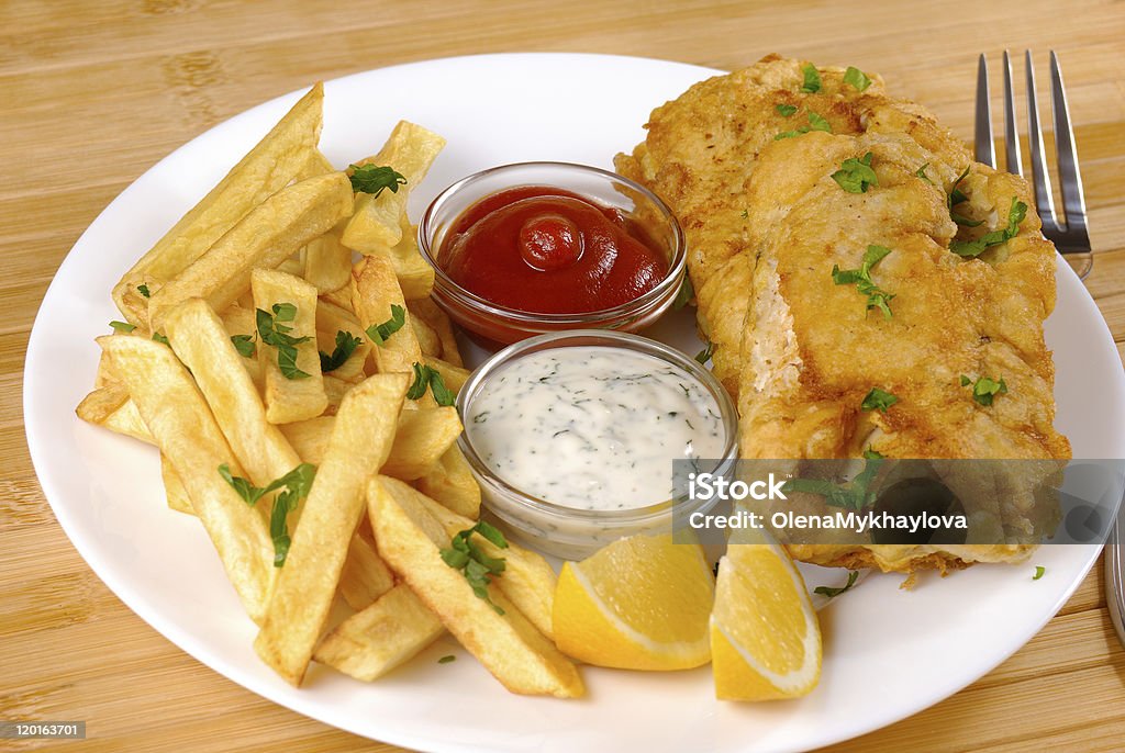 Fish and chips - Lizenzfrei Ausbackteig Stock-Foto