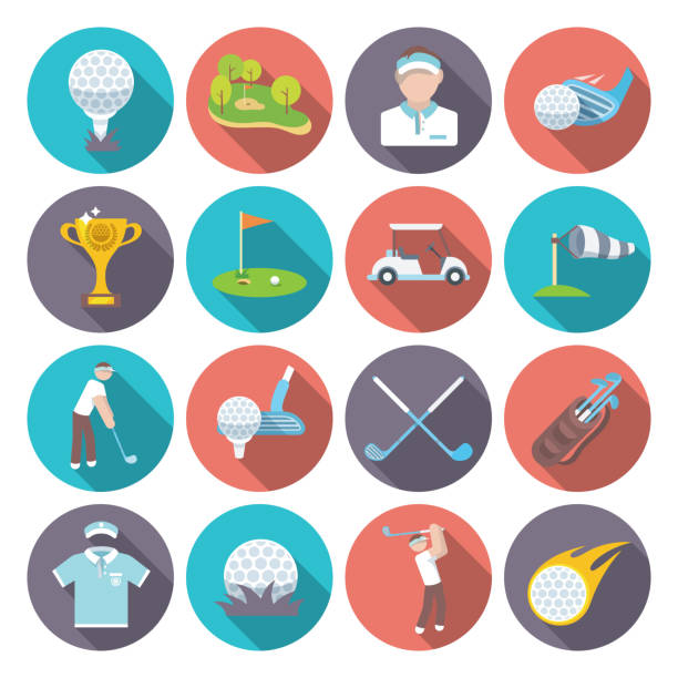 golf-symbol - golf symbol icon set computer icon stock-grafiken, -clipart, -cartoons und -symbole