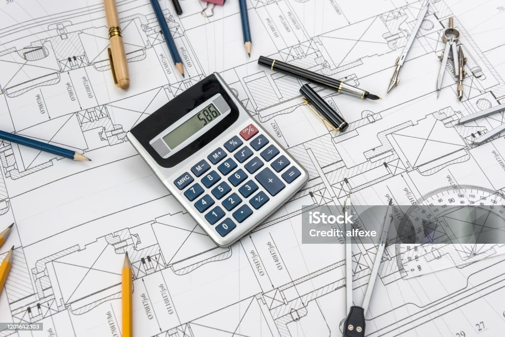Technical Engineering Visual Engineers Drawing With Different Tools Top View Technical Concept Stock ...