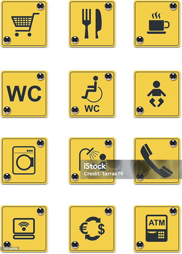 Route des signes icon set - clipart vectoriel de Signalisation libre de droits