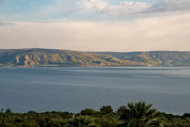 View of the Sea of Galilee from the Mount of the Beatitudes.