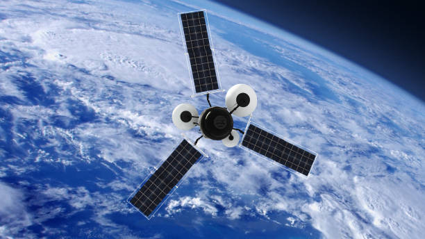 Spy Satellite orbiting Earth. NASA Public Domain Imagery GPS or Weather Satellite orbiting Earth public domain photos stock pictures, royalty-free photos & images