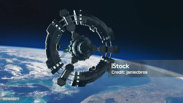 Space Station In Planet Earth Orbit Space Exploration Stock Photo - Download Image Now