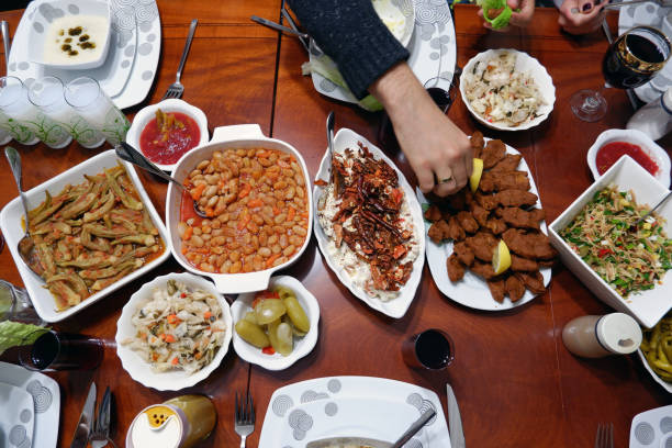 istock Flat lay of a Turkish-style celebration table. 1201650897