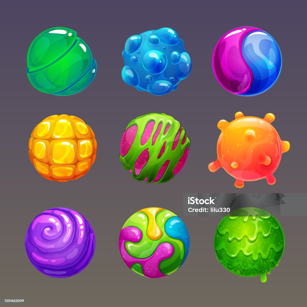 Ícone de desenho de bolas coloridas para ilustração em vetor de design de  jogo