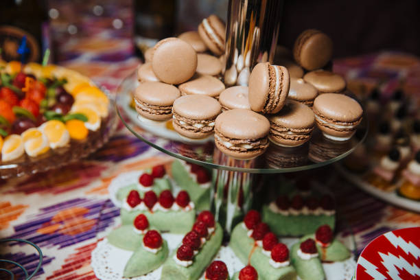 istock The macaroons are on the dessert rack 1201652764