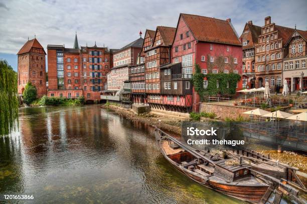 Luneburger Harbor In Luneburg Germany Stock Photo - Download Image Now - Lüneburg, House, Jetty