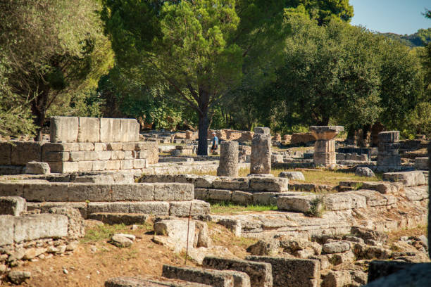 istock Tourist visiting ancient Olympia 1201654337