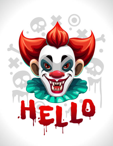 Scary bad clown face. Cool creepy illustration for t-shirt design Scary bad clown face. Cool creepy illustration for t-shirt design. Vector print template. scary clown mouth stock illustrations