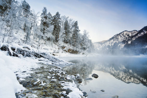 istock Mountain lake in winter 1201656923