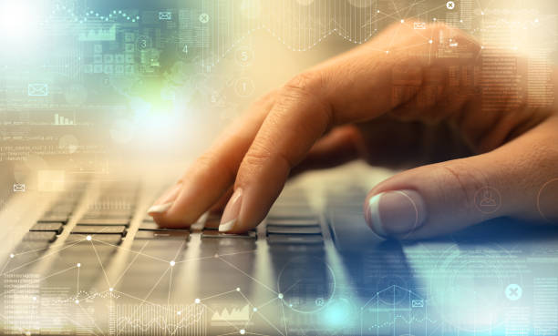 istock Hand typing on keyboard with international system concept 1201657023