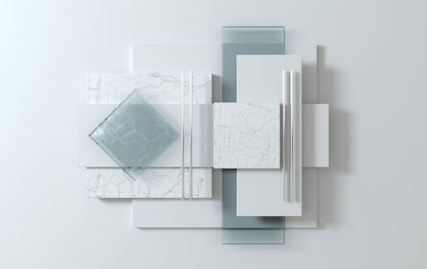 istock Simple geometric shapes, flat lay scene 3d render abstract business background. Pastel colors 1201658356