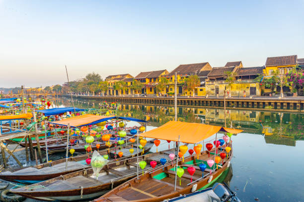 View of Hoi An Ancient town which is a very famous destination for tourists. View of Hoi An Ancient town which is a very famous destination for tourists. hanoi stock pictures, royalty-free photos & images