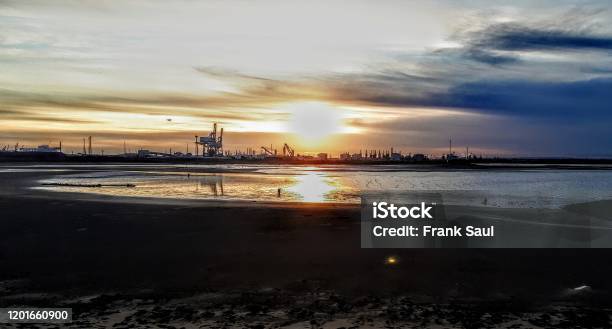 Sunset On The Tees Stock Photo - Download Image Now - Teesside - Northeast England, Industry, Sunset