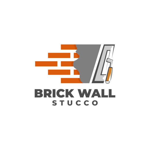 ilustrações de stock, clip art, desenhos animados e ícones de plastering cement brick wall with pock vector icon, brick wall plaster icon - plaster plasterer wall repairing