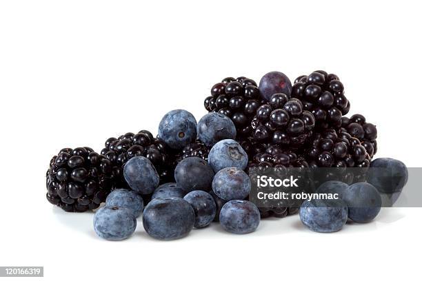 Blackberries And Blueberries On White Background Stock Photo - Download Image Now - Blackberry - Fruit, Blueberry, Cut Out