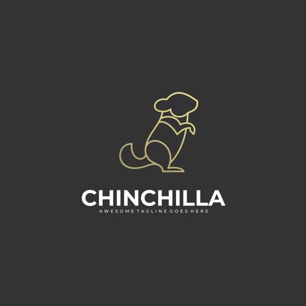 vektor-illustration chinchilla steht linie kunst. - hamster eating rodent pampered pets stock-grafiken, -clipart, -cartoons und -symbole