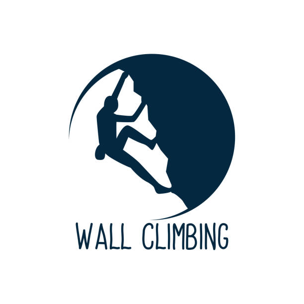 восхождение на стену спортивной иконы изолированы на белом фоне. векторная иллюстрация - mountain climbing climbing mountain clambering stock illustrations