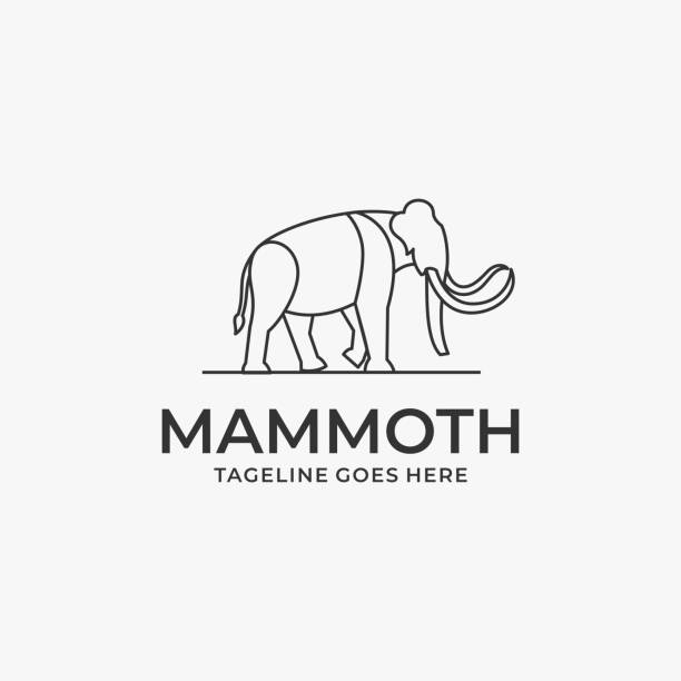 illustrations, cliparts, dessins animés et icônes de illustration vectorielle mammoth walking line art. - pliocene