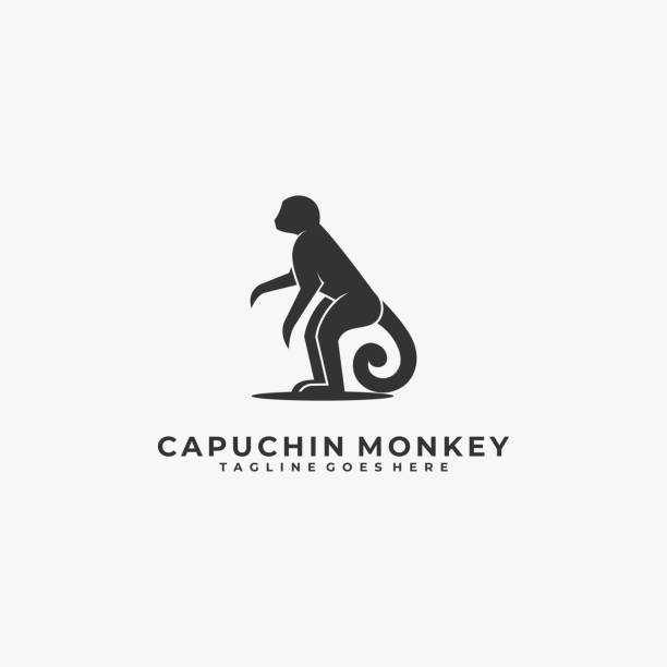 ilustrações, clipart, desenhos animados e ícones de ilustração vetorial monkey pose silhouette. - mammals