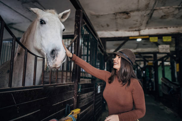 istock Beautiful woman in barn 1201665395