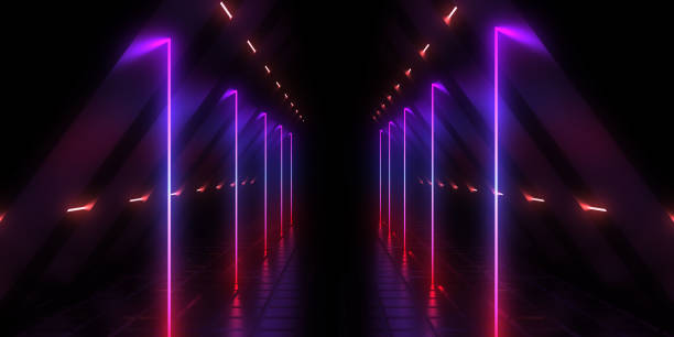istock 3D abstract background with neon lights. neon tunnel.3d illustration 1201667361