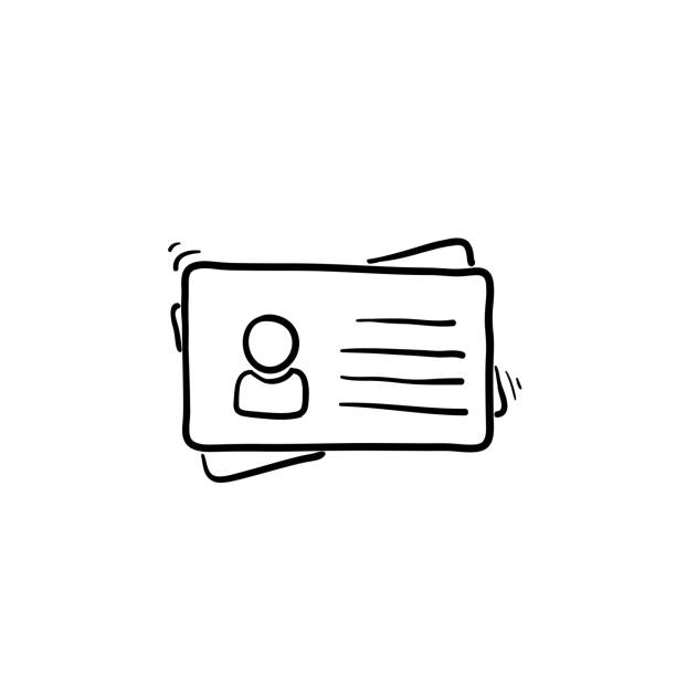 ikona dowodu osobistego w stylu doodle. ilustracja wektorowa znacznika tożsamości na odizolowanym tle. prawo jazdy business concept.hand drawn styl - index card illustrations stock illustrations
