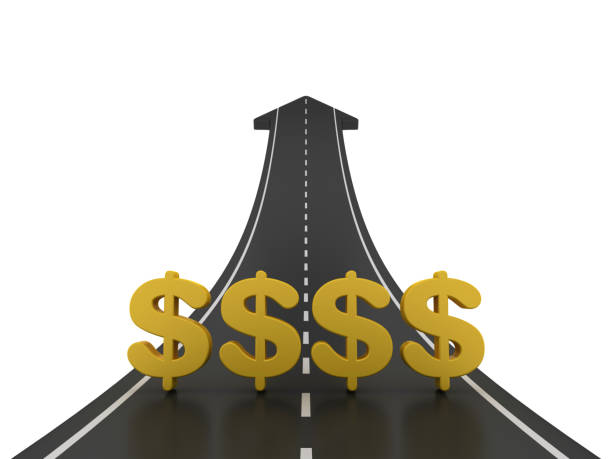 istock Road Arrow with Dollar Sign - 3D Rendering 1201676169
