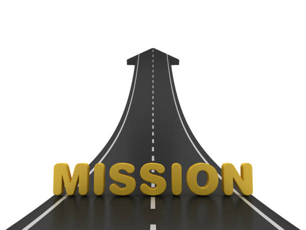 istock Road Arrow with MISSION Word - 3D Rendering 1201676594