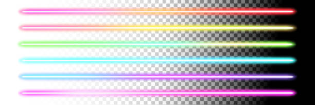 fluoreszierende stöcke. glühende schillernde neonlichter für helle und dunkle hintergründe - prism spectrum laser rainbow stock-grafiken, -clipart, -cartoons und -symbole