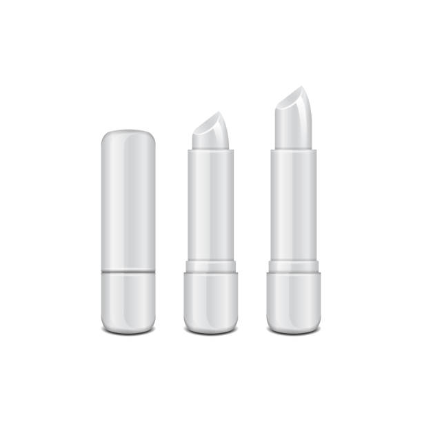 istock White glossy closed and opened lip balm stick, realistic hygienic lipstick. Vector realistic template 1201678242