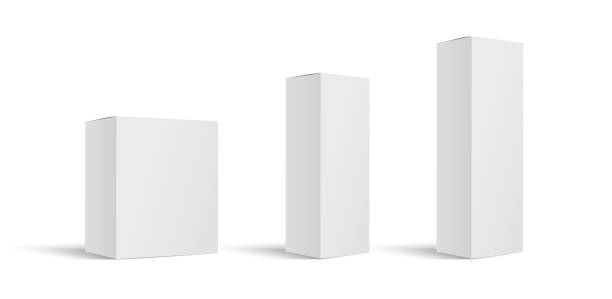 illustrazioni stock, clip art, cartoni animati e icone di tendenza di set di scatole di imballaggio rettangolari in carta realistiche mockup isolati su sfondo bianco. illustrazione vettoriale - tall