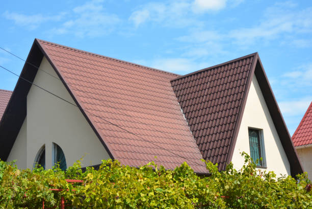 istock New house building construction metal rooftop. Roofing construction 1201682750