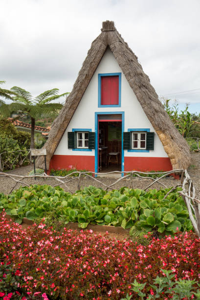 maison rurale traditionnelle à santana sur l'île de madère, portugal - madeira funchal house cottage photos et images de collection