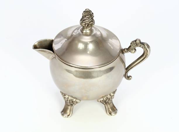 istock Antique silver bowl for milk 1201688477
