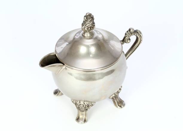 istock Antique silver bowl for milk 1201688489