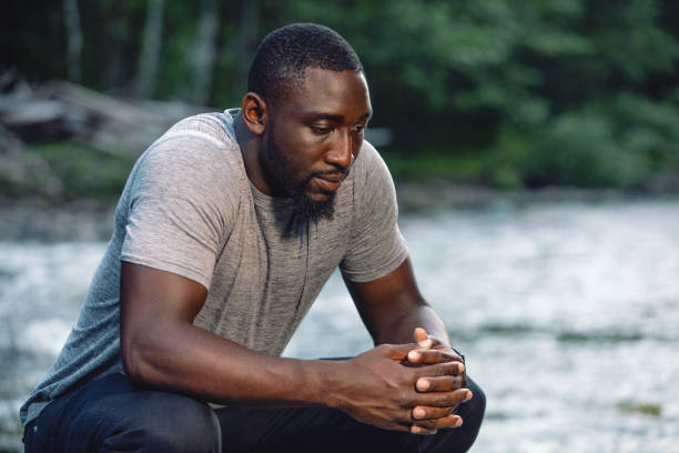 Man Enjoying the Outdoors in a Beautiful Setting