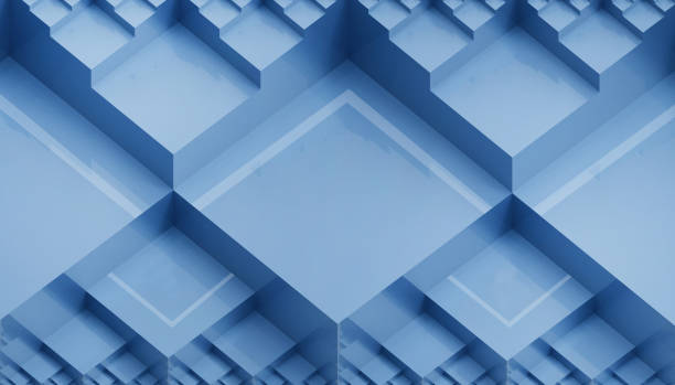 istock Abstract Linear Geometric Dark Blue shapes and background Podium cubes Ideas Inspiration Modern - 3d rendering 1201692388