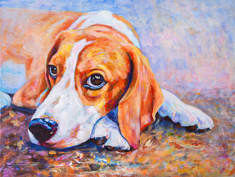 Acrylic Color Painting Of Beagle Dog On Canvas Stock Photo - Download Image  Now - Dog, Painting - Art Product, Drawing - Art Product - iStock