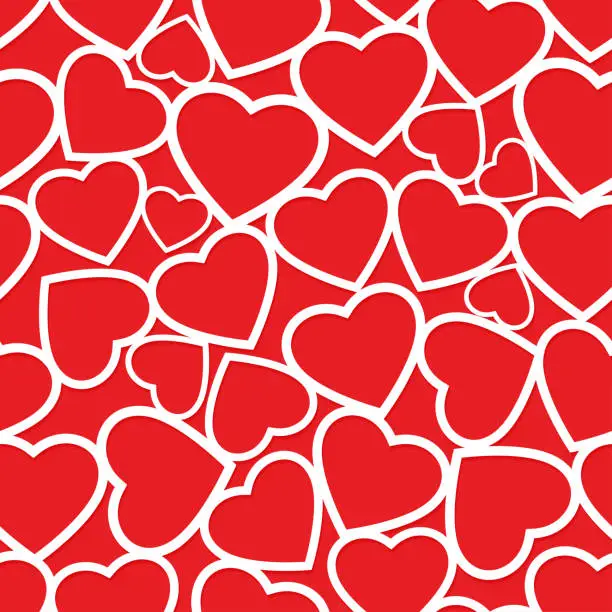 Vector illustration of Paper cutouts heart shape seamless pattern vector background