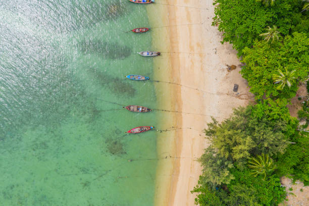 istock Aerial view of Phi Phi, Maya beach with blue turquoise seawater, 1201703117