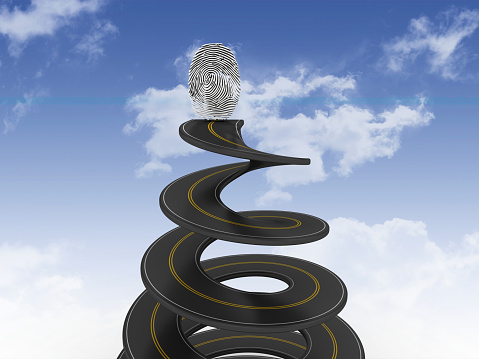 Spiral Road with Fingerprint on Sky - 3D Rendering
