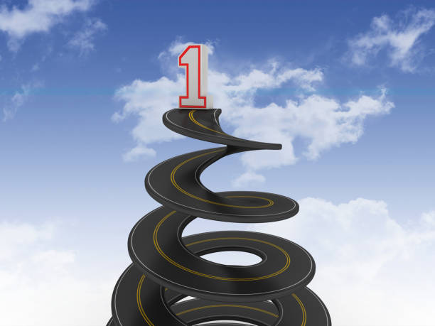 istock Spiral Road with Number One on Sky - 3D Rendering 1201703701