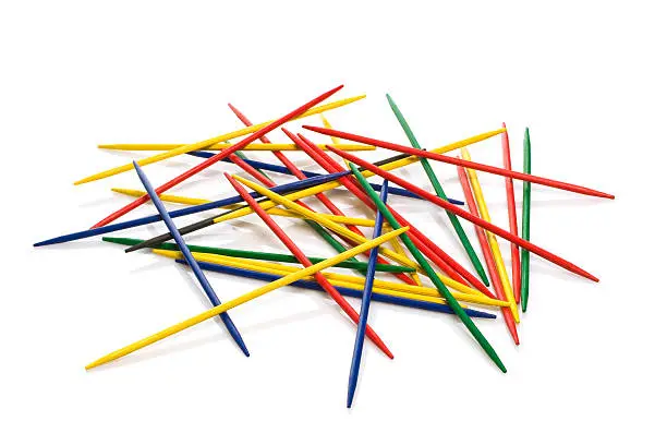 colorful wood sticks on white background