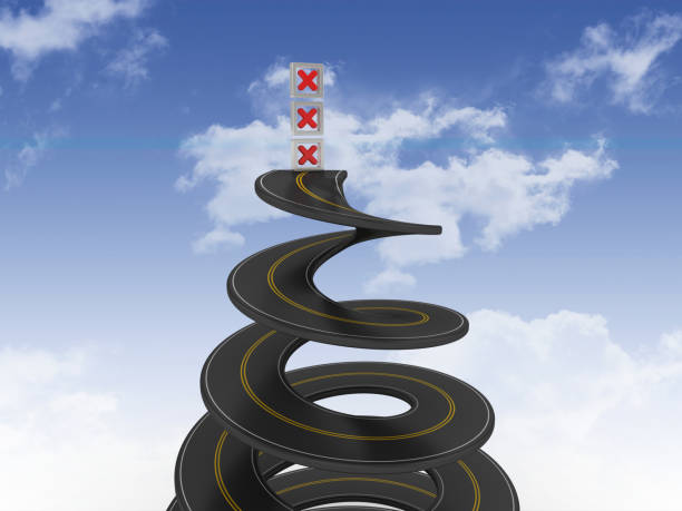 istock Spiral Road with Cross List on Sky - 3D Rendering 1201706701