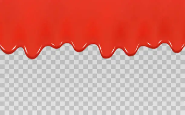 Vector illustration of Realistic red liquid dripping spilling ketchup