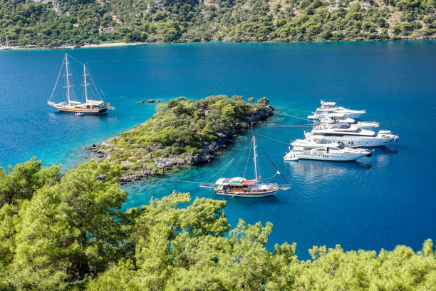 istock Blue voyage. Daily boat trip. Boat trip. 1201706899