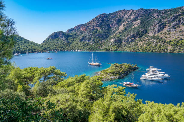 istock Blue voyage. Daily boat trip. Boat trip. 1201707314