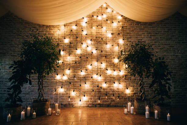 istock A beautiful arch for a wedding ceremony is decorated with lights 1201709068